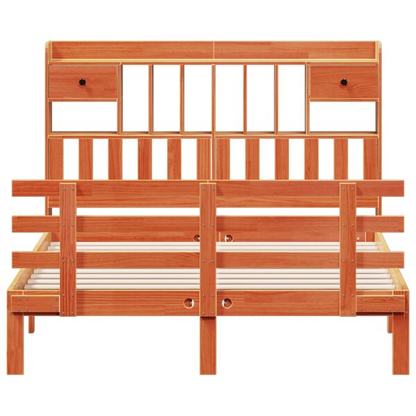 vidaXL Postel s knihovnou bez matrace 140 x 190 cm masivní borovice