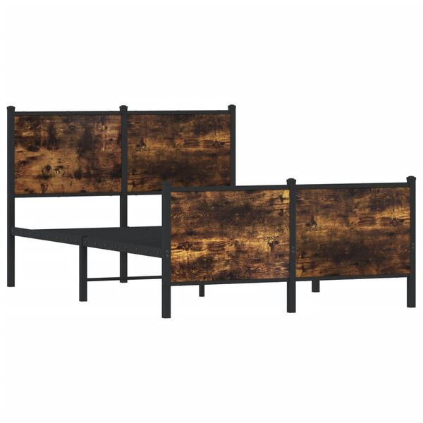 vidaXL Kovov&yacute; r&aacute;m postele bez matrace kouřov&yacute; dub 120 x 190 cm