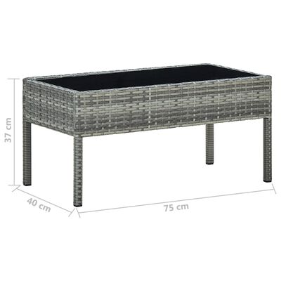 vidaXL Zahradní stůl šedý 75 x 40 x 37 cm polyratan