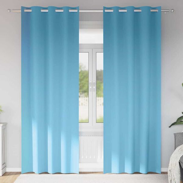 vidaXL Z&aacute;věsy na zatemněn&iacute; s kroužky 2 pcs Světle modr&aacute; 245 x 140 cm