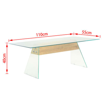 vidaXL Konferenční stolek MDF a sklo 110 x 55 x 40 cm dubový odstín