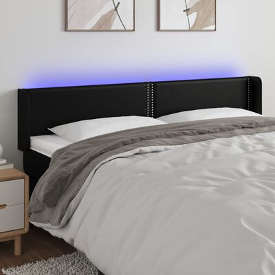 vidaXL Čelo postele s LED černé 163 x 16 x 78/88 cm umělá kůže