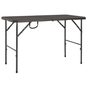 vidaXL Skl&aacute;dac&iacute; zahradn&iacute; stůl hněd&yacute; 120x60x74 cm HDPE ratanov&yacute; vzhled
