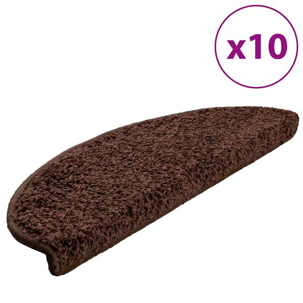 vidaXL Schodov&eacute; rohože 10 ks 65 x 21 x 4 cm hněd&eacute;, půlkulat&eacute;, velk&eacute;