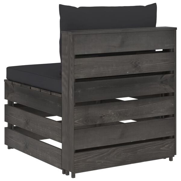 vidaXL D&iacute;lč&iacute; středov&aacute; pohovka s podu&scaron;kami &scaron;edě impregnovan&eacute; dřevo