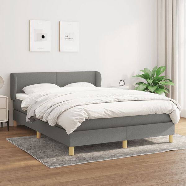 vidaXL Box spring postel s matrac&iacute; tmavě &scaron;ed&yacute; 140 x 190 cm textil