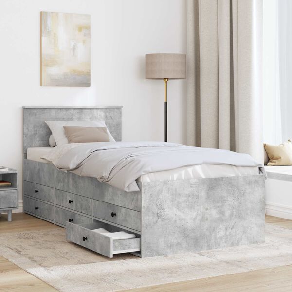 vidaXL Daybed Betonově &scaron;ed&aacute; a čern&aacute; 100 x 200 cm kompozitn&iacute; dřevo