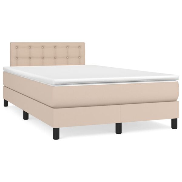 vidaXL Box spring postel s matrac&iacute; cappuccino 120x200 cm uměl&aacute; kůže