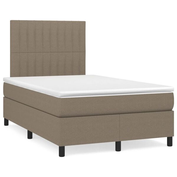 vidaXL Box spring postel s matrac&iacute; a LED taupe 120x190 cm textil