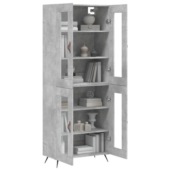 vidaXL Skř&iacute;ň highboard betonově &scaron;ed&aacute; 69,5x34x180 cm kompozitn&iacute; dřevo