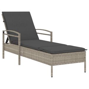 vidaXL Zahradn&iacute; leh&aacute;tko s podu&scaron;kou světle &scaron;ed&eacute; 63x200x81 cm polyratan