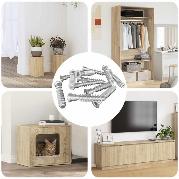 vidaXL &Scaron;roub s hlavou a krytkou 12 pcs Stř&iacute;brn&aacute; M7 x 40 mm Ocel