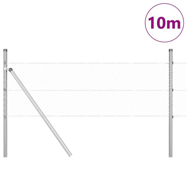 vidaXL Plotov&yacute; sloupek. Stř&iacute;brn&aacute; 10 x 0,5 m (25 mm s&iacute;ť) Ocel