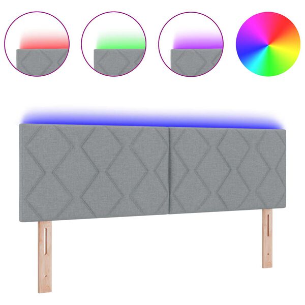 vidaXL Čelo postele s LED p&aacute;sov&yacute;mi světly Světle &scaron;ed&aacute; 160 cm textil