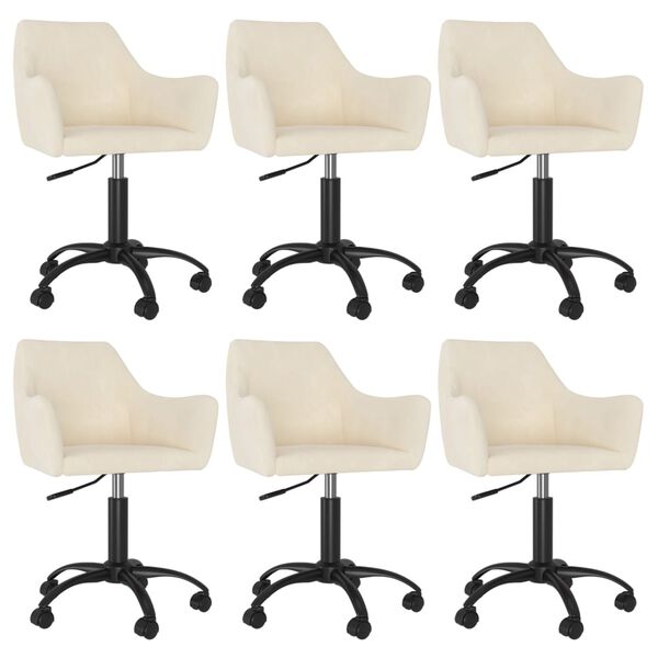 vidaXL Otočn&eacute; j&iacute;deln&iacute; židle 6 ks kr&eacute;mov&eacute; samet