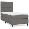 vidaXL Box spring postel s matrac&iacute; &scaron;ed&aacute; 100x200 cm uměl&aacute; kůže