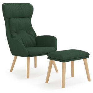 vidaXL Relaxačn&iacute; křeslo s podnožkou tmavě zelen&eacute; textil