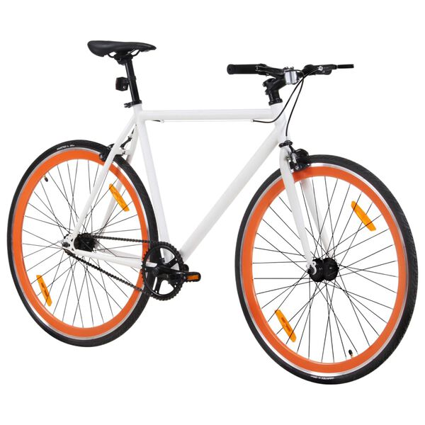 vidaXL Kolo s pevn&yacute;m převodem b&iacute;l&eacute; a oranžov&eacute; 700c 59 cm