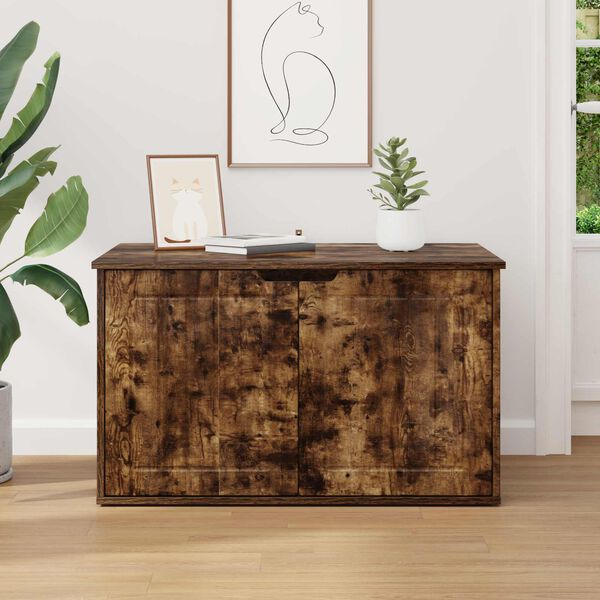 vidaXL Kočič&iacute; dům Kouřov&yacute; dub 85 x 55 x 53,5 cm kompozitn&iacute; dřevo