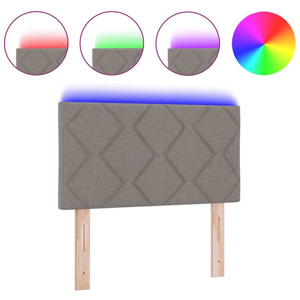 vidaXL Čelo postele s LED p&aacute;sov&yacute;mi světly s čelo Taupe 80 cm textil