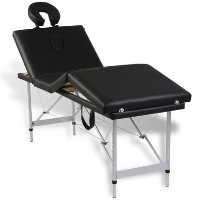 vidaXL Černý skládací masážní stůl se 4 zónami a hliníkovým rámem