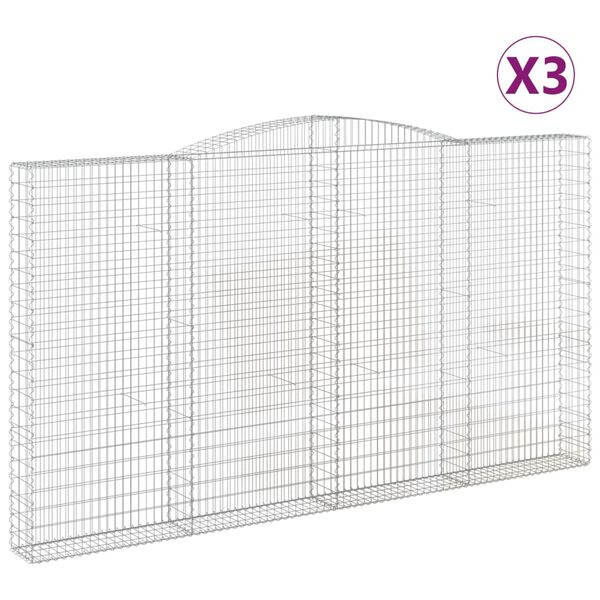 vidaXL Klenut&eacute; gabionov&eacute; ko&scaron;e 3 ks 400x30x220/240cm pozinkovan&eacute; železo