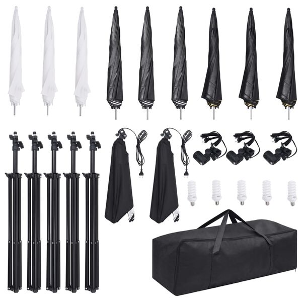 vidaXL 9d&iacute;ln&aacute; sada do fotoateli&eacute;ru se světly a softboxy