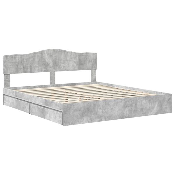 vidaXL Postel s &uacute;ložn&yacute;m prostorem s čelo Betonově &scaron;ed&aacute; 200 x 200 cm