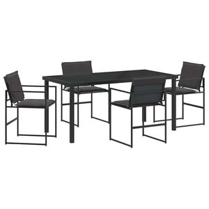 vidaXL Zahradn&iacute; j&iacute;deln&iacute; souprava 5 pcs Čern&aacute; 160 x 80 x 73 cm