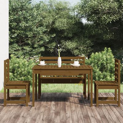 vidaXL 4dílný zahradní jídelní set medově hnědý masivní borové dřevo