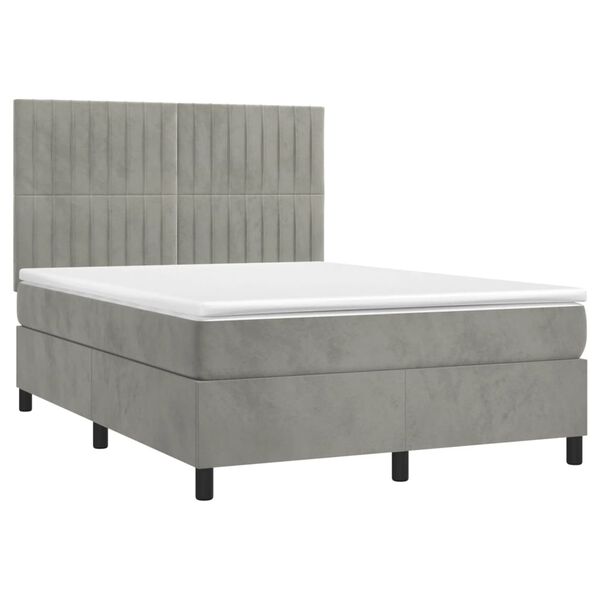 vidaXL Box spring postel s matrac&iacute; světle &scaron;ed&aacute; 140x200 cm samet