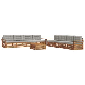 vidaXL Venkovn&iacute; pohovkov&aacute; souprava 9 pcs Př&iacute;rodn&iacute; a světle &scaron;ed&aacute;