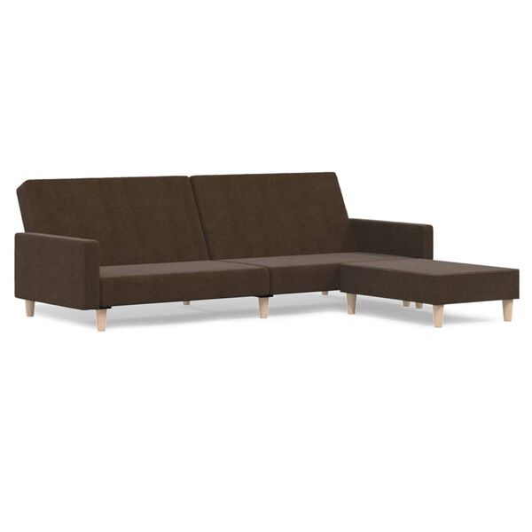 vidaXL 2m&iacute;stn&aacute; rozkl&aacute;dac&iacute; pohovka s podnožkou hněd&aacute; textil