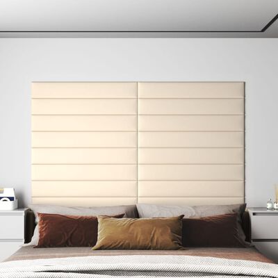 vidaXL Nástěnné panely 12 ks krémové 90 x 15 cm samet 1,62 m²
