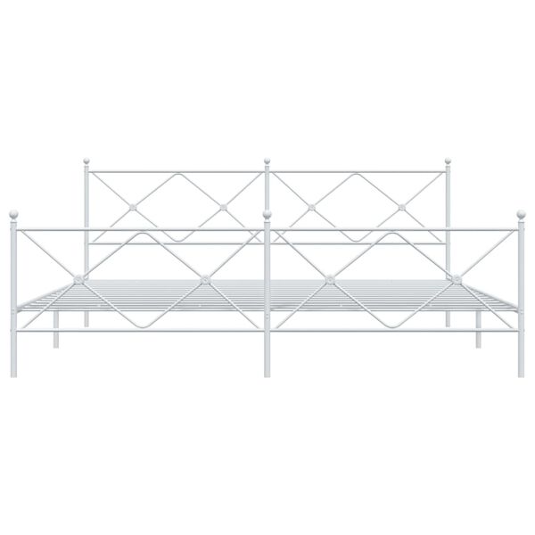 vidaXL Kovov&yacute; r&aacute;m postele s hlavov&yacute;m a nožn&iacute;m čelem b&iacute;l&yacute; 193 x 203 cm