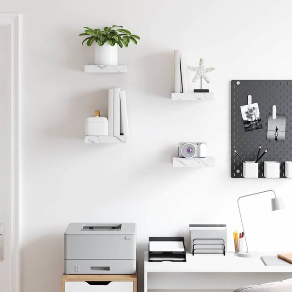 vidaXL N&aacute;stěnn&aacute; polička N&aacute;stěnn&yacute; 4 pcs B&iacute;l&yacute; mramor 23 x 23,5 x 4 cm