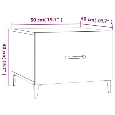 vidaXL Konferenční stolek s kovovými nohami dub sonoma 50 x 50 x 40 cm