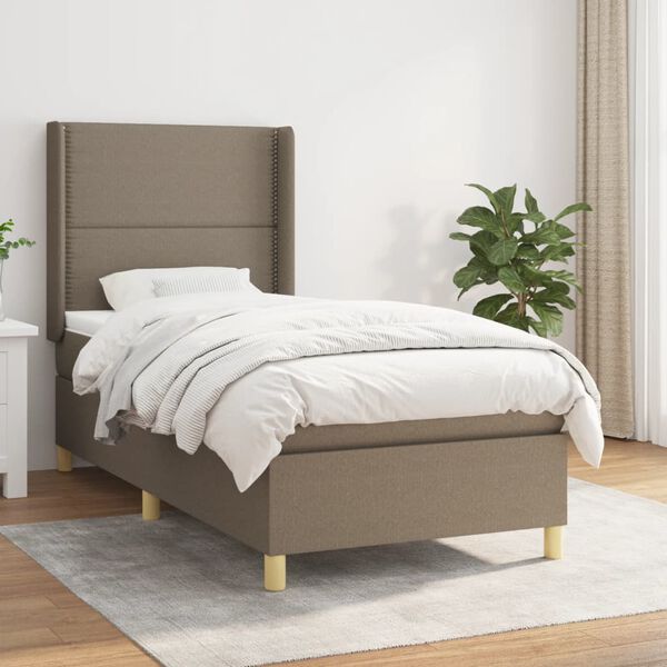 vidaXL Box spring postel s matrac&iacute; taupe 90x190 cm textil