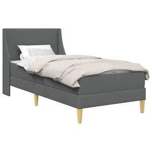 vidaXL R&aacute;m postele s matrac&iacute; s čelo Tmavě &scaron;ed&aacute; 90 x 190 cm textil