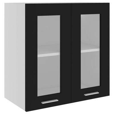 vidaXL Horní skříňka prosklená černá 60 x 31 x 60 cm dřevotříska