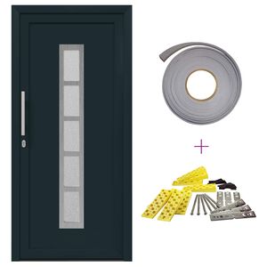 vidaXL Předn&iacute; dveře 108 x 208 cm PVC Antracitov&aacute;