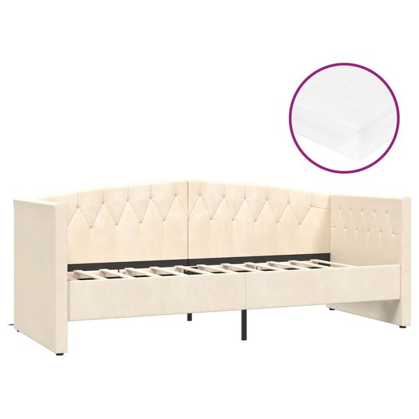 vidaXL V&aacute;lenda s matrac&iacute; a USB kr&eacute;mov&aacute; samet 90 x 200 cm