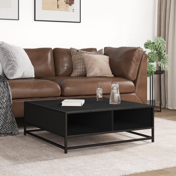 vidaXL Konferenčn&iacute; stolek čern&yacute; 80 x 80 x 30 cm kompozitn&iacute; dřevo a kov