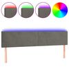 vidaXL Čelo postele s LED tmavě &scaron;ed&eacute; 160x5x78/88 cm samet