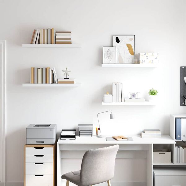 vidaXL Plovouc&iacute; n&aacute;stěnn&eacute; police 4 ks b&iacute;l&eacute; 80 x 23,5 x 3,8 cm MDF