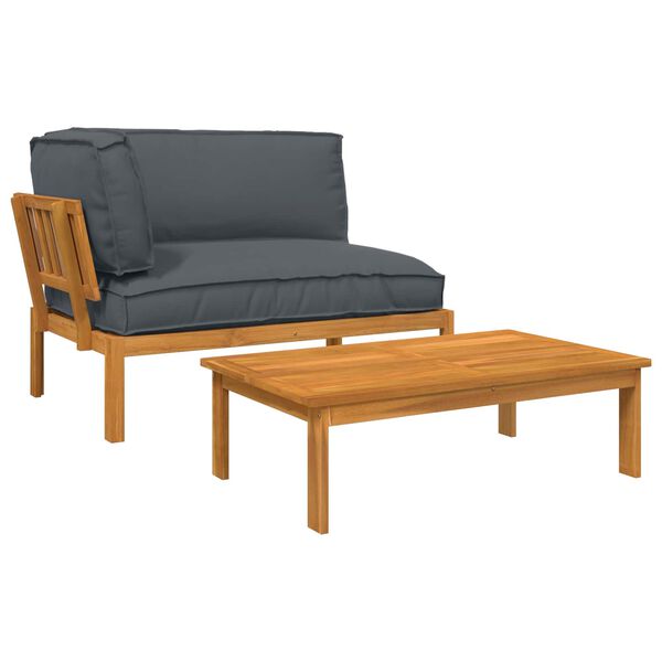 vidaXL Set pohovek s pol&scaron;t&aacute;řem 2 pcs Antracit Masivn&iacute; ak&aacute;tov&eacute; dřevo