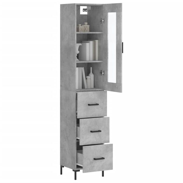 vidaXL Skř&iacute;ň highboard betonově &scaron;ed&aacute; 34,5x34x180 cm kompozitn&iacute; dřevo