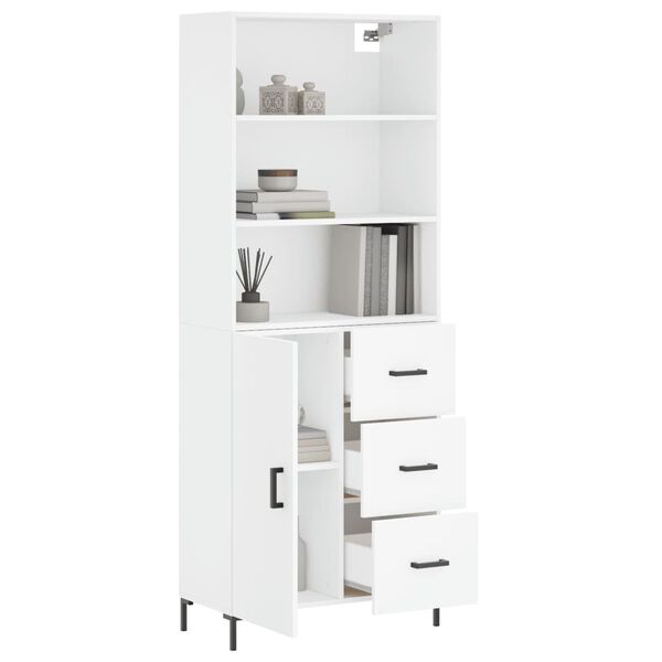 vidaXL Skř&iacute;ň highboard b&iacute;l&aacute; 69,5 x 34 x 180 cm kompozitn&iacute; dřevo