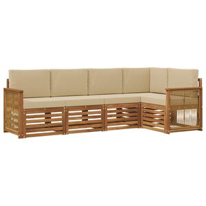 vidaXL Rohov&aacute; sofa sada s pol&scaron;t&aacute;řem 4 pcs Př&iacute;rodn&iacute;