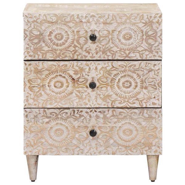 vidaXL Nočn&iacute; skř&iacute;ňka B&iacute;l&aacute; 50 x 33 x 60 cm Masivn&iacute; mangov&eacute; dřevo